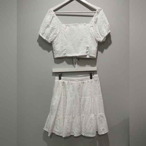 NEW Japna White Eyelet 2-Pce Skirt Set Size L NWOT - Picture 2 of 3